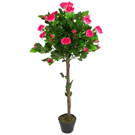 Northlight 47" Potted Green and Pink Artificial Rose Tree {4}