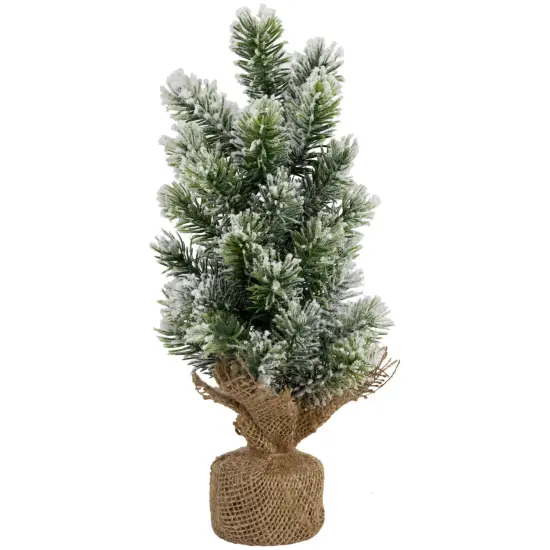 Northlight Mini Flocked Pine Artificial Christmas Trees with Burlap Base - 18" - Set of 3 Green {4}