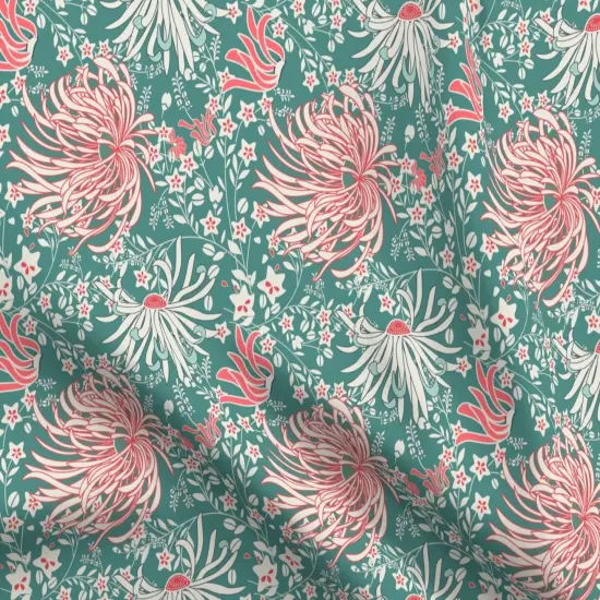 Various Fabrics by the Yard or Fat Quarter Floral Nature Botanical Garden Nouvea Japon Chrysanthemum Japanese Custom Printed Fabric by Spoonflower {5}