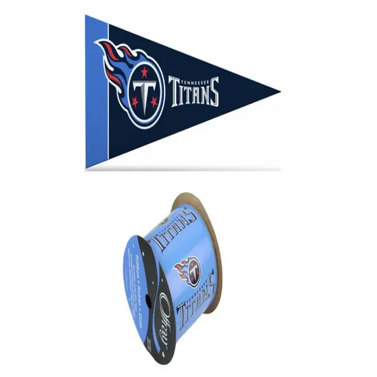 2.5" NFL Tennessee Titans Ribbon, 9 feet & Mini Pennant, Licensed NFL Offray Ribbon {1}