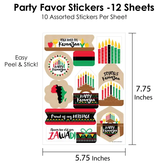 Big Dot of Happiness Happy Kwanzaa Party Favor Sticker Set - 12 Sheets - 120 Stickers {4}