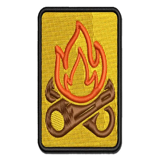 Campfire Cartoon Multi-Color Embroidered Iron-On or Hook & Loop Patch Applique {1}