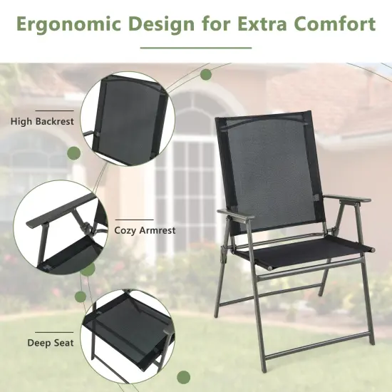 2 Pieces Patio Folding Chairs with Armrests for Deck Garden Yard {6}