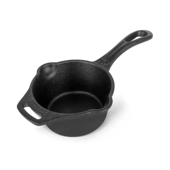 Petromax Cast Iron Saucepan with Pour Spouts, Sauce Pot for Kitchen or Camping, Pre-Seasoned Cookware Conducts Heat Evenly, 16.9 oz {1}