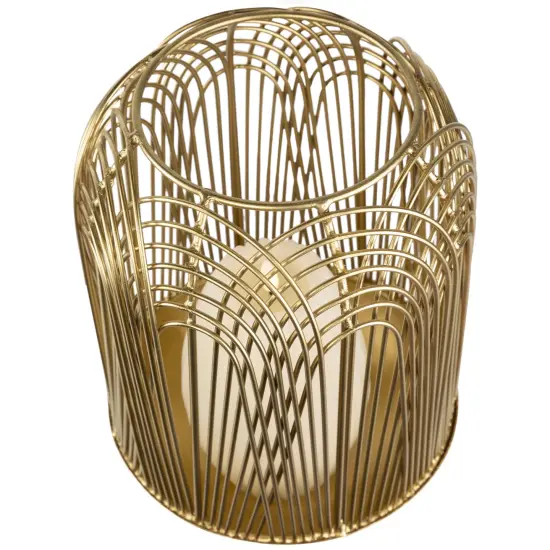 Northlight Medium Layered Iron Pillar Candle Holder - 10.5" - Brass Finish Gold {5}