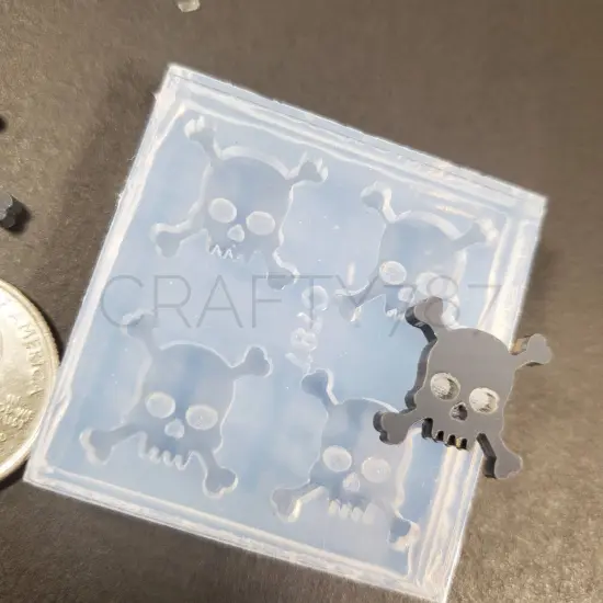 Skull & Cross Bones Stud Earring Silicone Mold | Earring Mold | Resin JewelryMold (A6) {2}