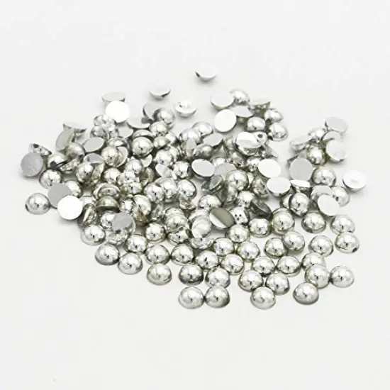 3000 Pieces 1 Box Pearls Beads Round Flatback Imitation Half Loose Beads Gem Assorted Sizes 2/3/4/5/6/8/10MM for DIY Scrapbooking Crafts(Silver) {5}