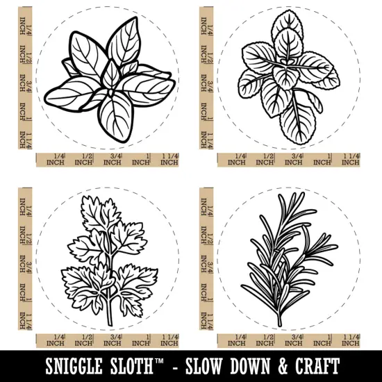 Herb Plants Rosemary Parsley Oregano Basil Rubber Stamp Set for Stamping Crafting Planners {1}