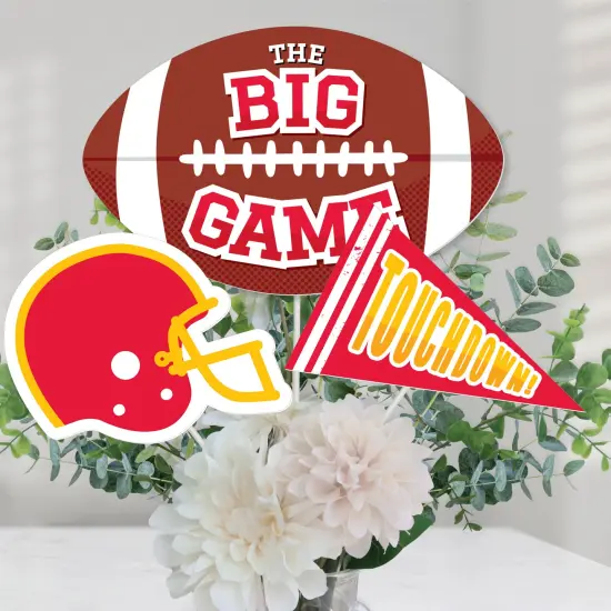 Big Dot of Happiness The Big Game - Red and Yellow - Football Party Centerpiece Sticks - Table Toppers - Set of 15 {3}
