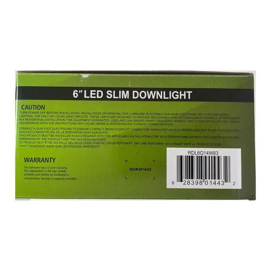 GreenLux 6-in 14w LED Square Slim Downlight 3000K Warm White 120v Dimmable {5}