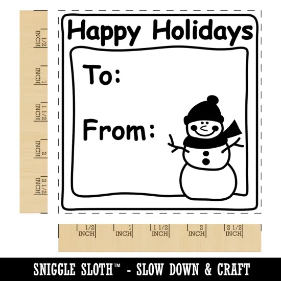 Snowman To From Happy Holidays Christmas Square Rubber Stamp for Stamping Crafting {1}