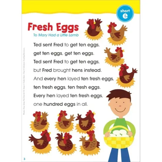 Phonics Sing-Along Flip Chart: 25 Super Songs Set to Your Favorite Tunes That Teach Short Vowels, Long Vowels, Blends, Digraphs, and More! {3}