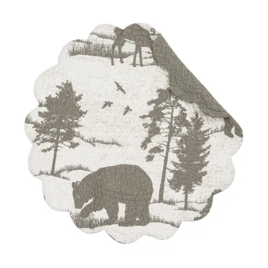 Henderson Hideaway Round Woven Reversible Rustic Winter Wilderness Placemats Set of 6, 17" {1}