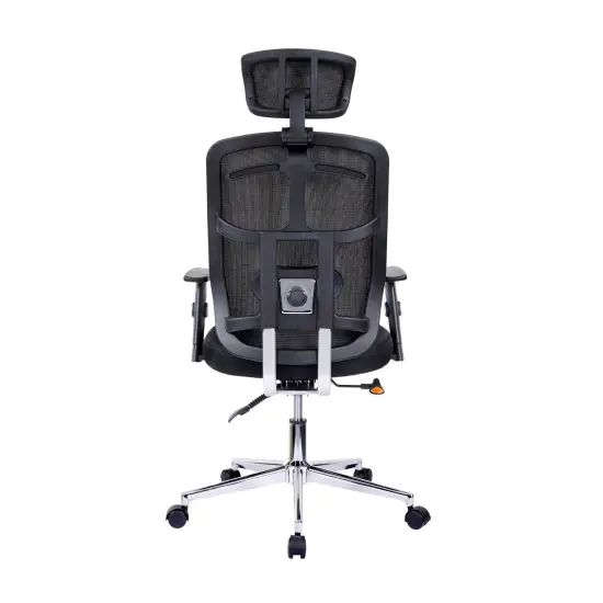 Techni Office Solutions 3.5' Black and Metallic Silver High Back Executive Mesh Office Chair with Arms and Lumbar Support {4}