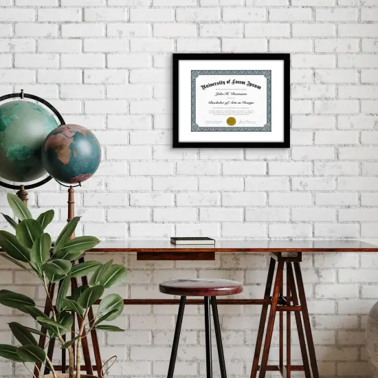 Americanflat 11x14 Diploma Frame - 8.5x11 with Mat or 11x14 without Mat - Certificate Frame for Displaying Documentation - Shatter Resistant Glass - Hanging Hardware {6}