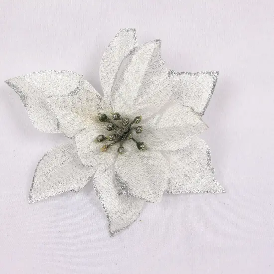 Kitcheniva Christmas Flowers With DIY Glitter Hanging Ornaments 10 Pcs Silver {1}