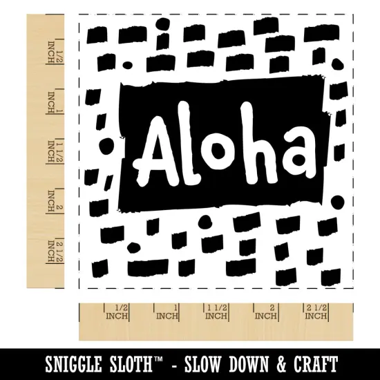 Aloha Hello Hawaiian Doodle Square Rubber Stamp for Stamping Crafting {1}