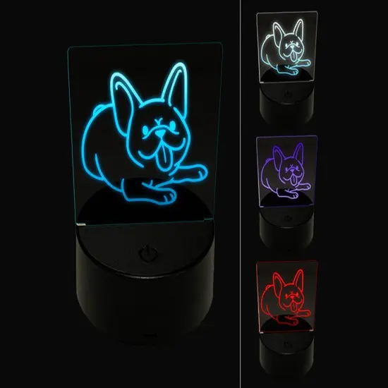 Frenchie Laying Down French Bulldog Dog 3D Illusion LED Night Light Sign Nightstand Desk Lamp {1}