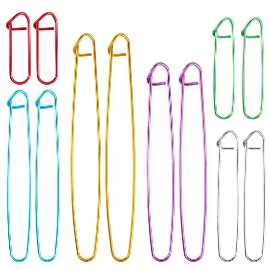 12 Pieces Knitting Stitch Holder Set 6 Size Colorful Aluminum Yarn Stitch Holder Set Needles Practical Knitting Crochet Tools Knitting Supplies for Manual DIY Blankets Knitting Project {2}