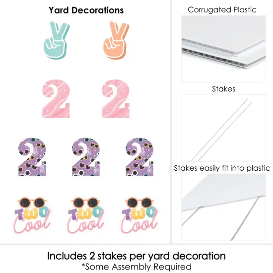 Big Dot of Happiness Two Cool - Girl - Lawn Decorations - Outdoor Pastel 2nd Birthday Party Yard Decorations - 10 Piece {7}