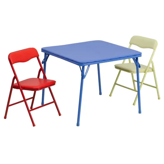 Emma and Oliver Kids 3 Piece Folding Table and Chair Set - Kids Activity Table Set {7}