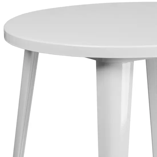 Emma and Oliver Commercial Grade 30" Round Colorful Metal Indoor-Outdoor Dining Table White {5}