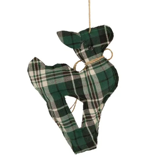 Northlight Plaid Deer with Pine Christmas Ornament - 7.75" - Green {5}