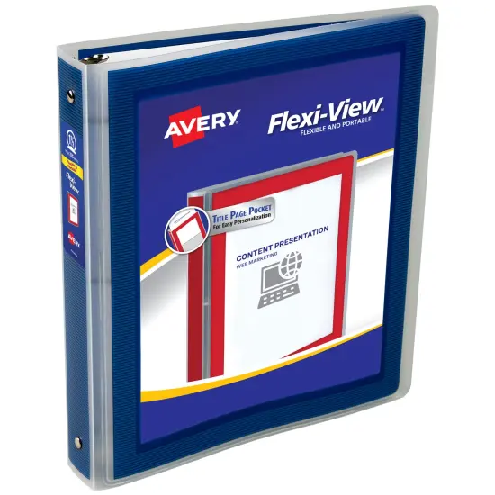 Avery Flexi-View 3 Ring Binder, 1.5" Round Rings, 1 Navy Blue Binder (17638) {1}