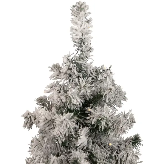 Northlight 3' Pre-Lit Heavily Flocked Medium Pine Artificial Christmas Tree - Warm White LED Lights Green {6}