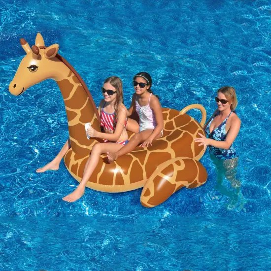 Swim Central Inflatable Brown Giant Giraffe Swimming Pool Ride-On Lounger, 96-Inch {4}