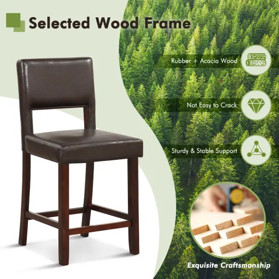 2 Piece Bar Chair Set with Hollowed Back and Rubber Wood Legs Brown {6}