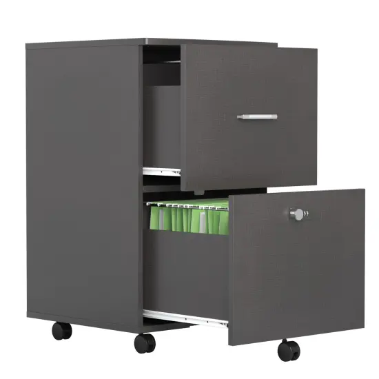 Small Rolling File Cabinet with two drawers with lock Dark Gray {5}