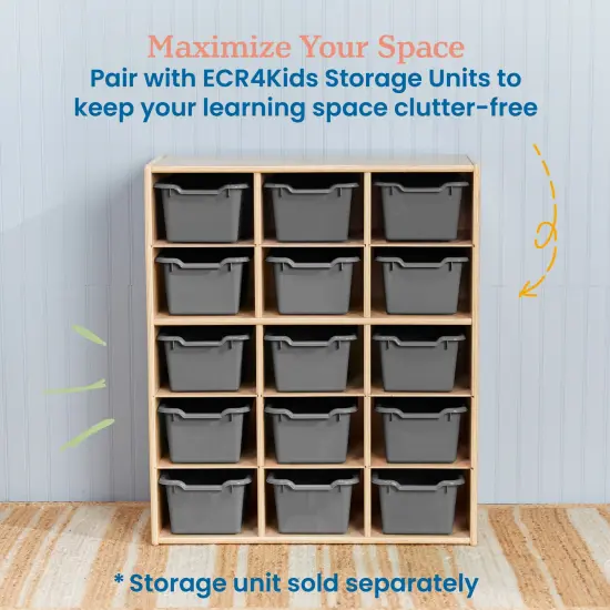 Scoop Front Storage Bins, Multipurpose Organization, 15-Pack Dark Grey {5}