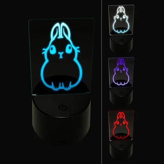 Pygmy Rabbit Bunny Cute 3D Illusion LED Night Light Sign Nightstand Desk Lamp {1}