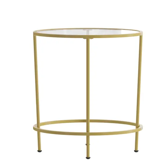 Merrick Lane Newbury End Table with Round Frame and Vertical Legs Clear/Matte Black {6}