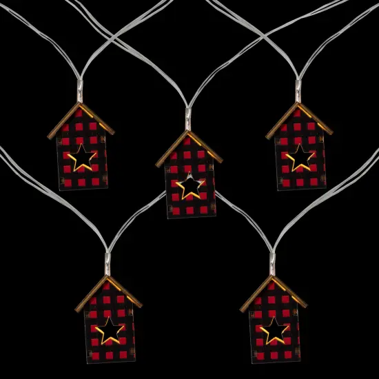 Northlight LED Plaid House Christmas Light Set - 4.75' Clear Wire - 10ct Red {4}