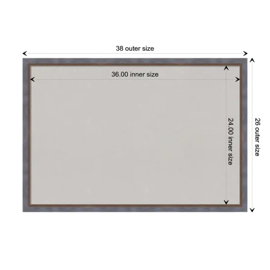 Two Tone Wood Framed Corkboard, Grey Cork Two Tone Blue Copper {3}