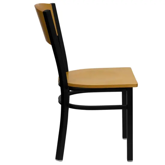 Emma and Oliver Wood Circle Back Metal Restaurant Dining Chair Natural/BlackMetal {4}