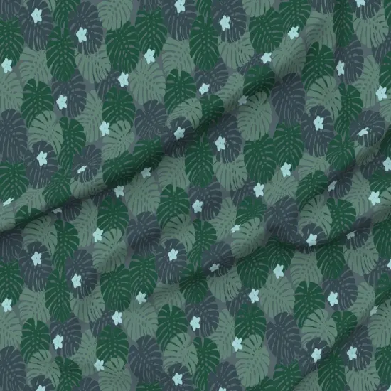 Various Fabrics by the Yard or Fat Quarter Green Beach Tropical Hawaii Moody Rainforest Cool Tone Jungle Plants Botanical Floral Leaves Large Scale Custom Printed Fabric by Spoonflower {6}
