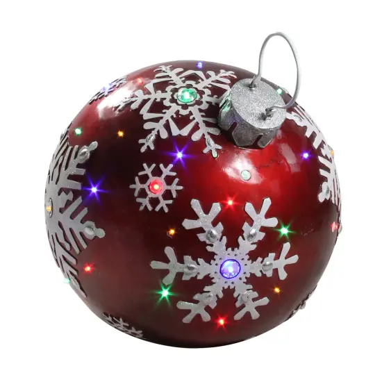 Northlight LED lighted Jeweled Commercial Christmas Ball Ornament Decoration with Snowflake - 18" - Red {3}