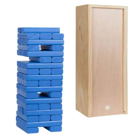 WE Games Wood Block Stacking Party Game That Tumbles Down when you play - Includes 12 in. Wooden Box and die {9}