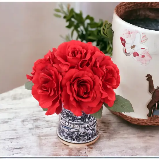 12-Pack: Red Rose Bouquet with 6 Silk Flowers & Foliage , Floral Home by Artificial Flowers {4}