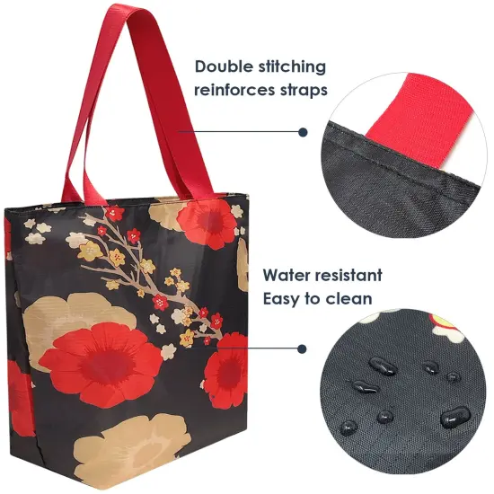 Wrapables Carryall Shopping Travel Tote Bag with Durable Ripstop Polyester - Foldable, Waterproof, and OEKO-TEX Certified Large, Floral {5}