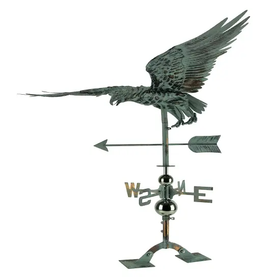 Verdigris Patina Metal Flying Eagle Weather Vane with Roof Mount {1}