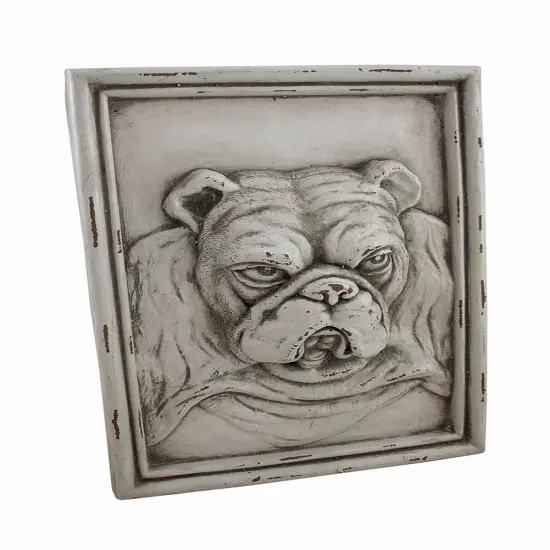 White Bulldog Resin Wall Plaque {1}