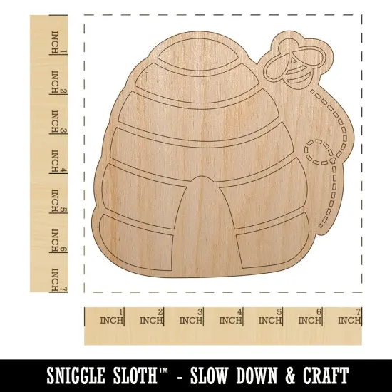 Bee Hive with Bee Unfinished Wood Shape Piece Cutout for DIY Craft Projects {1}