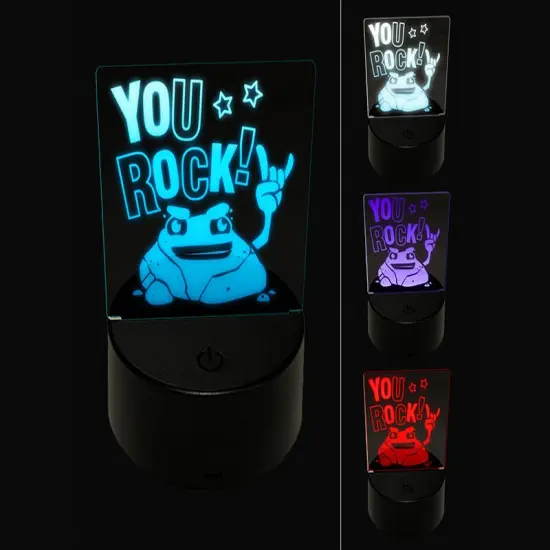 You Rock 3D Illusion LED Night Light Sign Nightstand Desk Lamp {1}