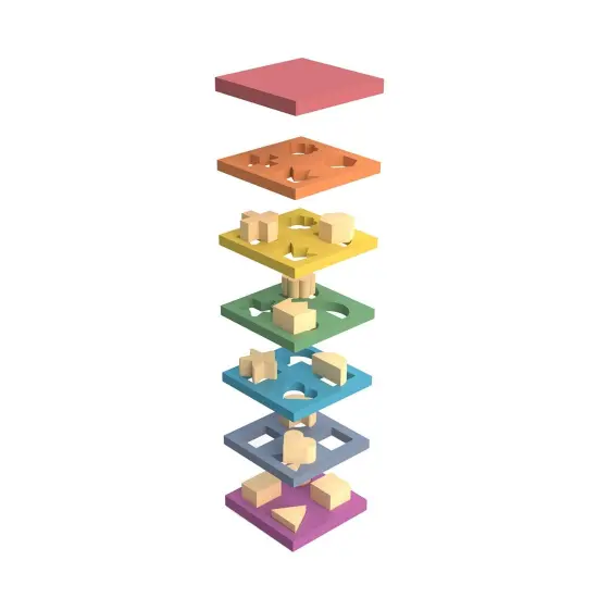 Rainbow Wooden Shape Stacker {3}