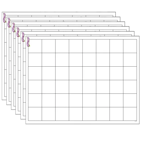 Graphing Grid (Large Squares) Wipe-Off&reg; Chart, 17" x 22", Pack of 6 {1}