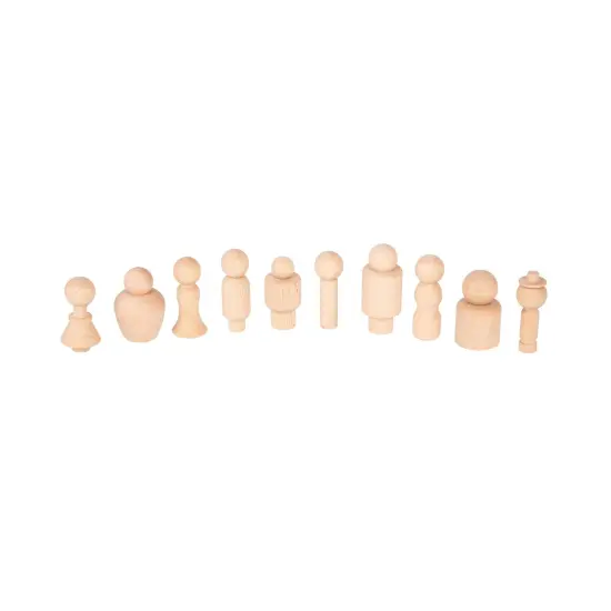 Wooden Community Figures - Set of 10 - For Ages 18m+ - Wooden Peg Dolls for Kids - 10 Different Shapes - Loose Parts Wooden Toys for Toddlers {4}